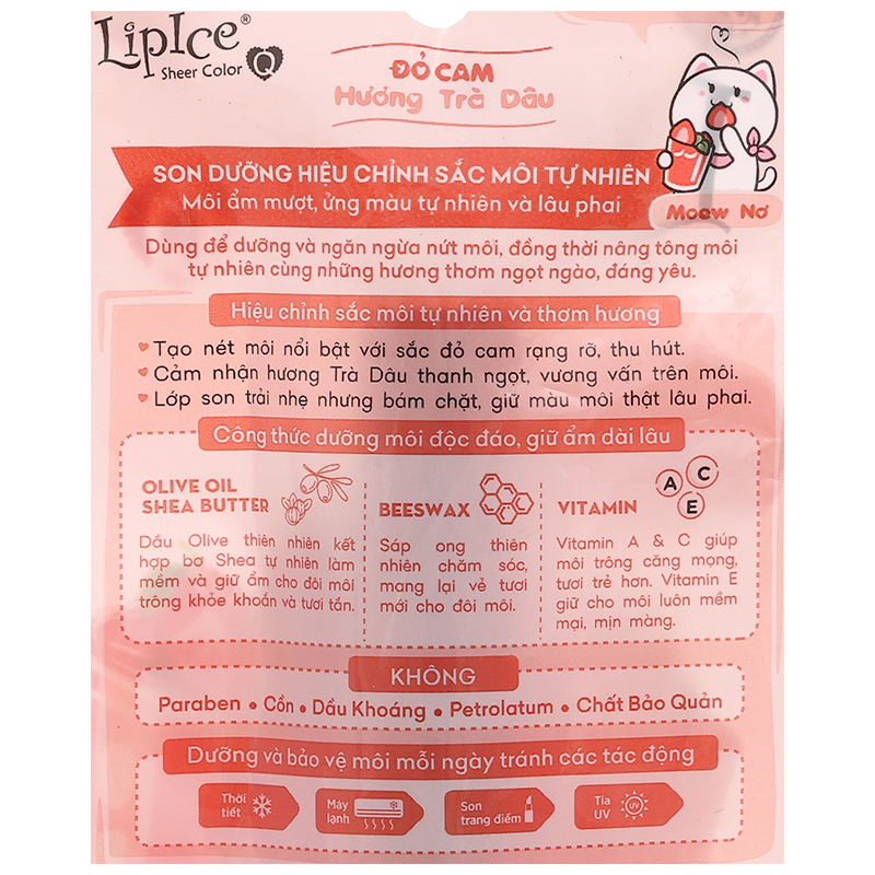 Son dưỡng môi Lipice Sheer Color Peach Tea dưỡng môi và hiệu chỉnh sắc môi thỏi 2,4g - 8
